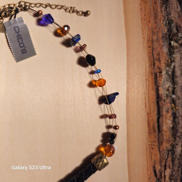NWT Chico's Multi color string beaded BOHO Y2K chunky 90's style choker necklace - Picture 4 of 6